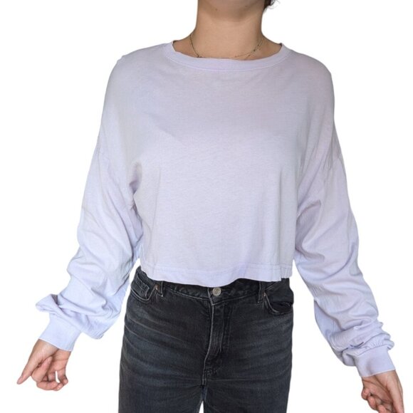 Garage Light Purple Cropped Long Sleeve Top Women Medium - Picture 1 of 11